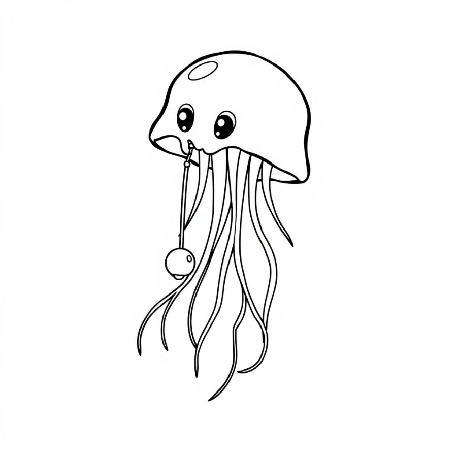 Jellyfish Catching A Falling Snowflake On Its Bell Coloring Page
