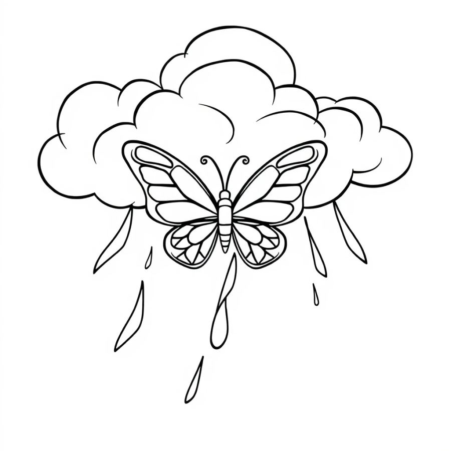Butterfly Emerging From A Storm Cloud Coloring Page