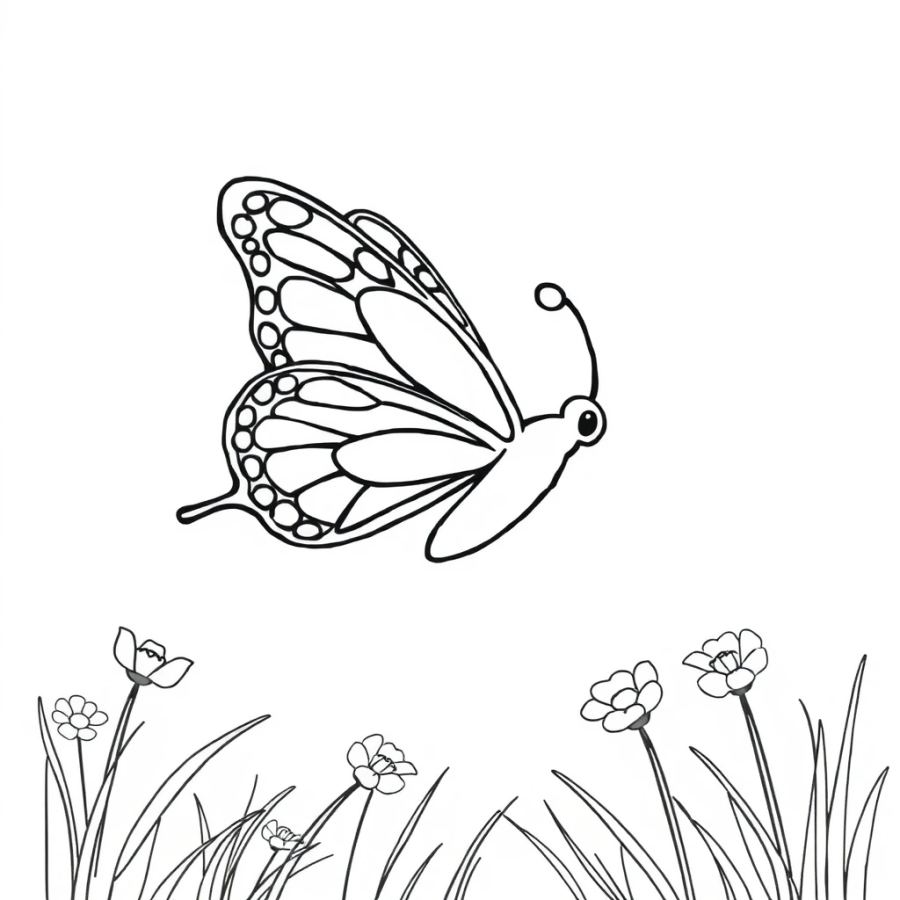 Butterfly Drifting On A Gentle Summer Breeze Coloring Page