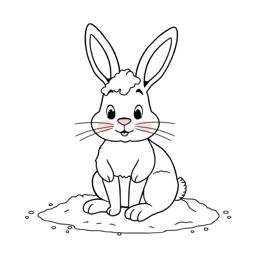 Bunny Covered In Flour Coloring Page