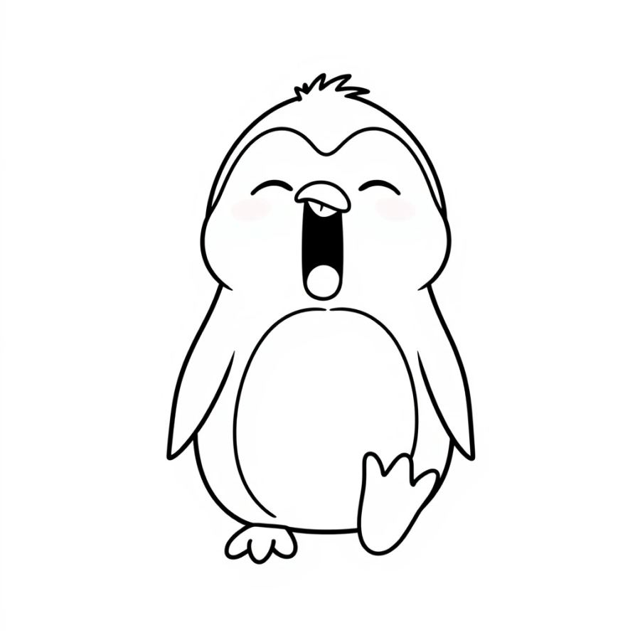 Penguin Yawning Coloring Page