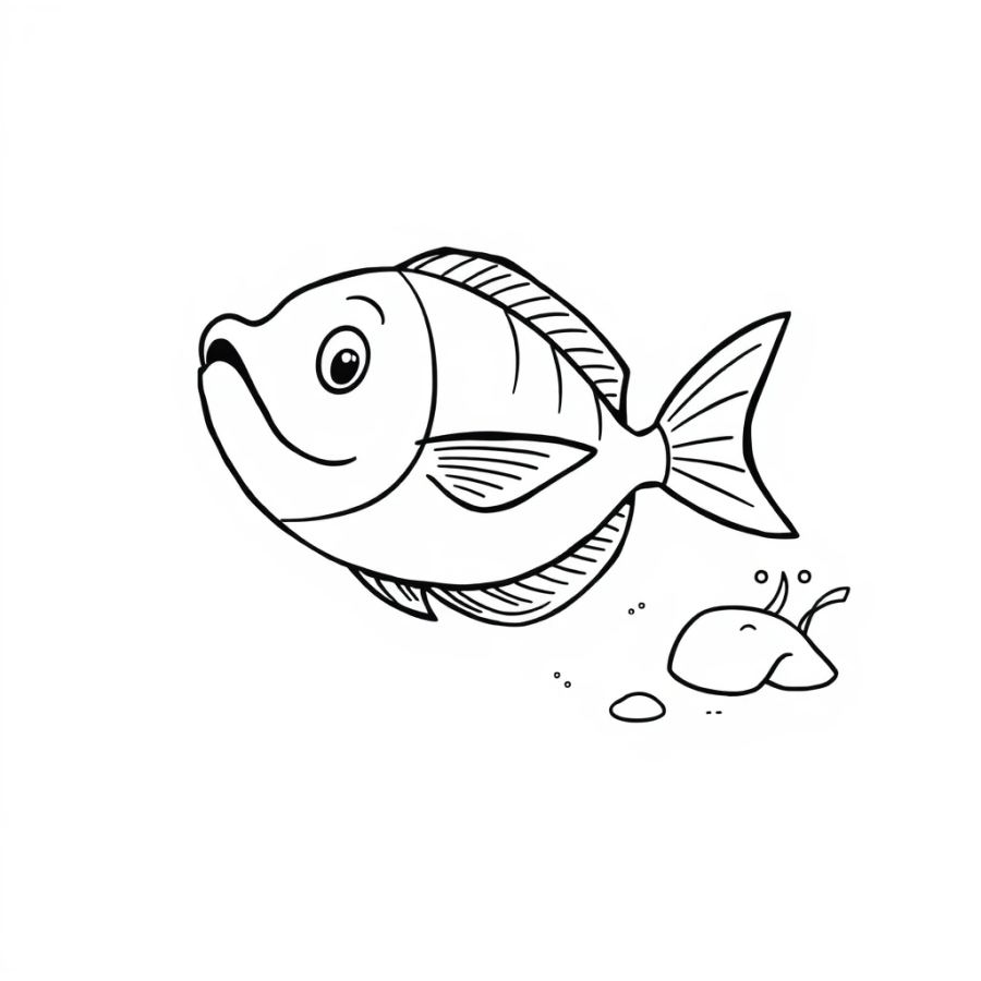 Tropical Fish Darting Away From A Splashing Skipped Stone Coloring Page