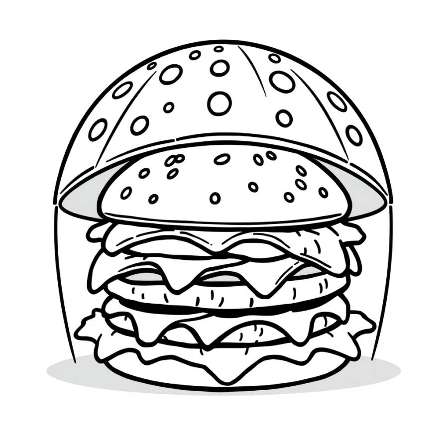 Burger Under Melting Dome Coloring Page