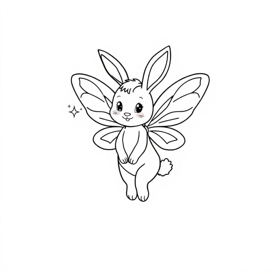 Fairy Bunny With Sparkling Wings Coloring Page