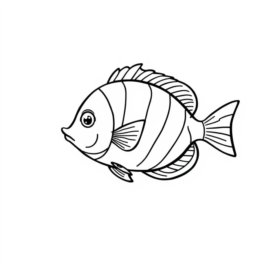 Tropical Fish Shimmering As It Crosses A Light Beam Coloring Page