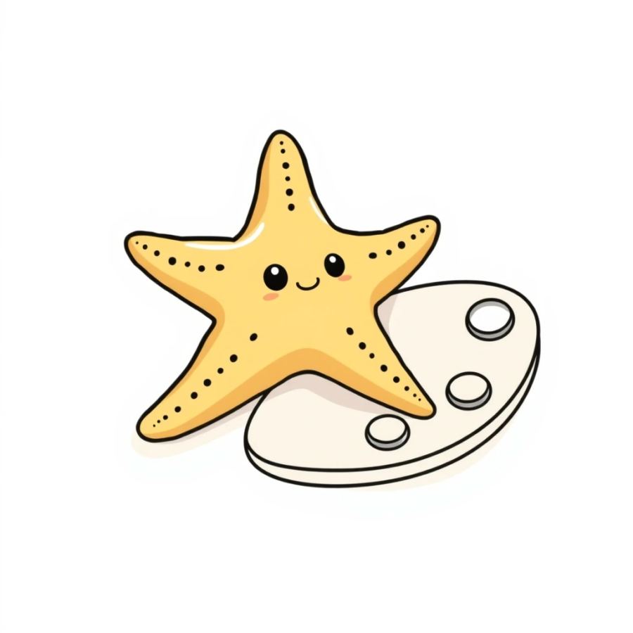 Starfish Resting On An Artist's Wooden Palette Coloring Page