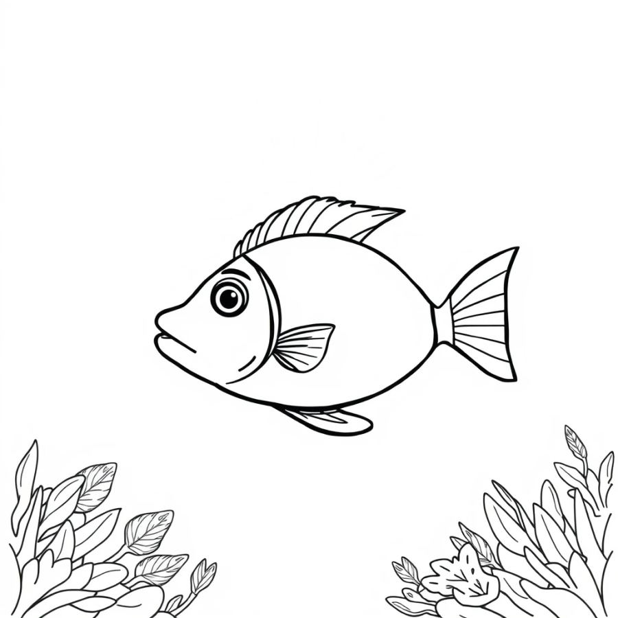 Tropical Fish Swimming Through A Dramatic Beam Of Morning Sunlight Coloring Page