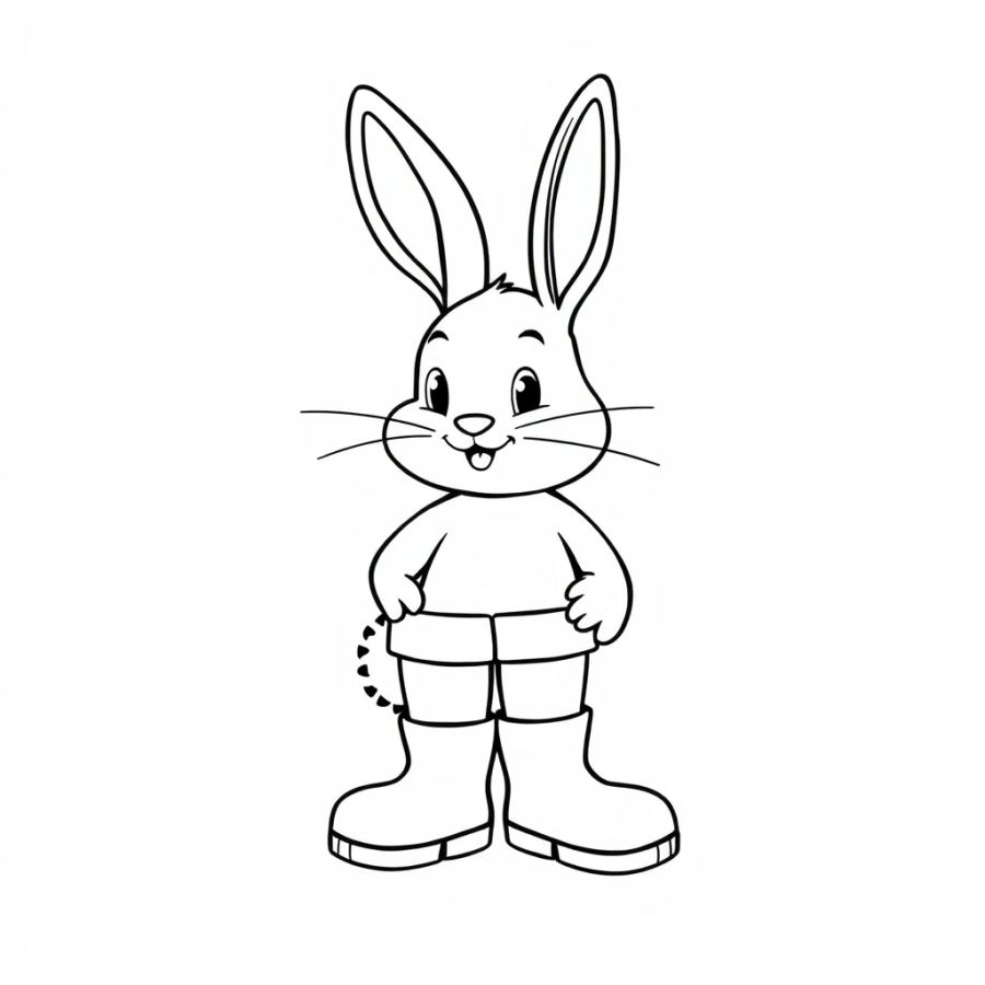 Bunny Wearing Shiny Rainboots Coloring Page