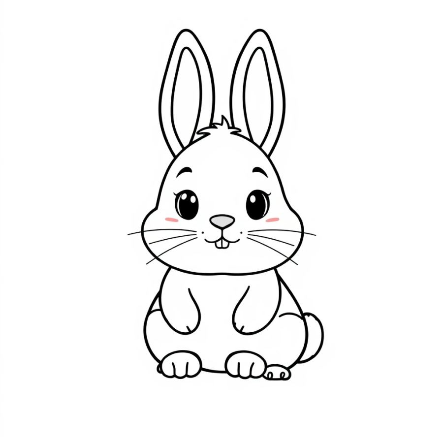 Adorable Fluffy Bunny Rabbit Coloring Page