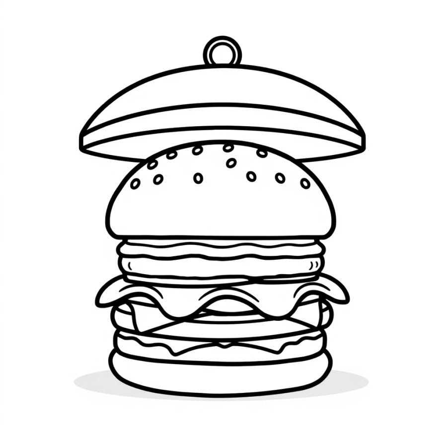 Burger Under Heat Lamp Coloring Page