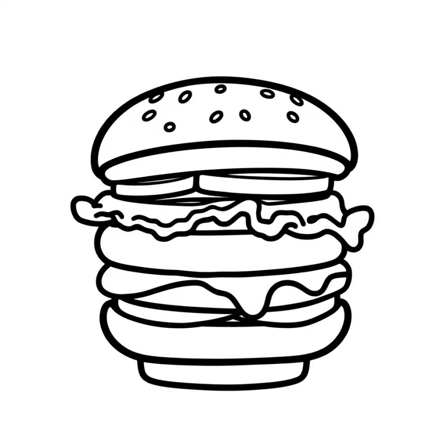 Burger With Dipping Sauce Cup Coloring Page