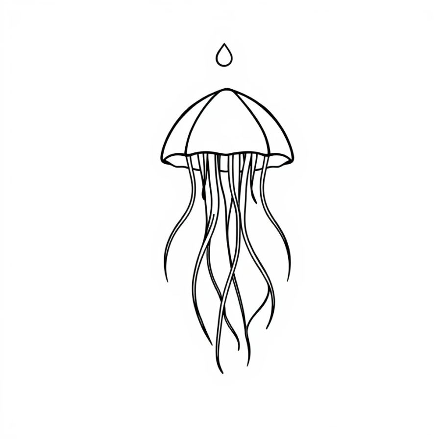 Jellyfish Falling From The Sky Like A Raindrop Coloring Page
