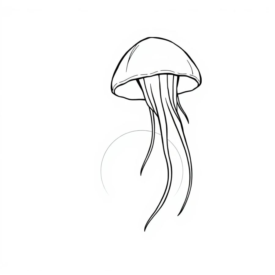 Jellyfish Lifting Up Into The Sky During A Sunrise Coloring Page