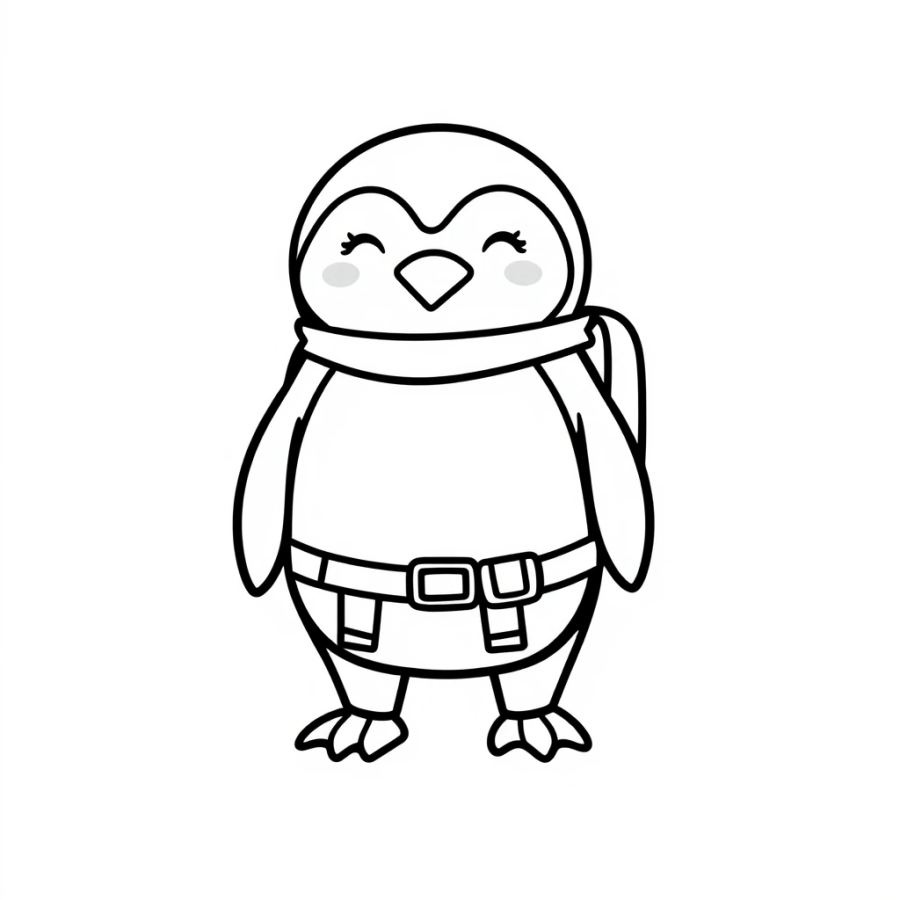 Penguin Wearing Backpack Coloring Page