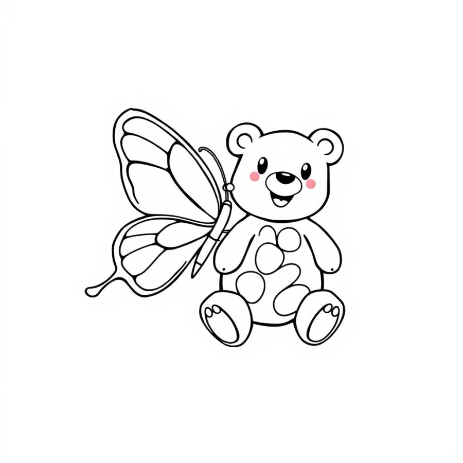 Butterfly Stuck To A Gummy Bear Coloring Page