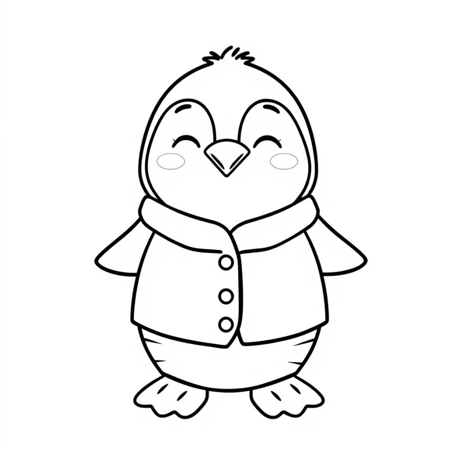 Penguin Wearing Pajamas Coloring Page
