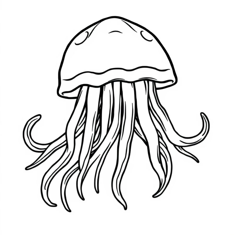 Jellyfish With Tentacles Made Of Gummy Worms Coloring Page