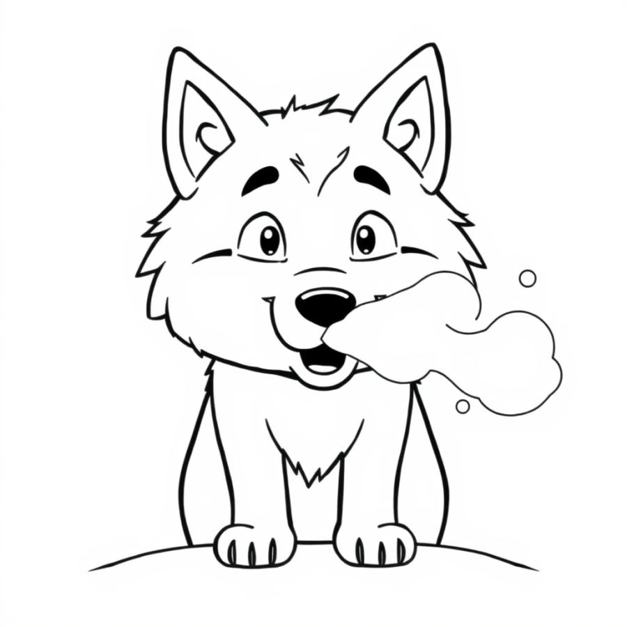 Wolf Breath Fogging Up The Cold Air Coloring Page