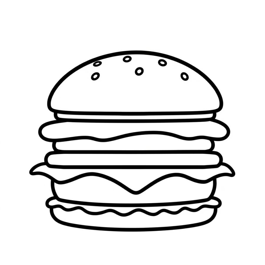 Burger With Double Patties Coloring Page