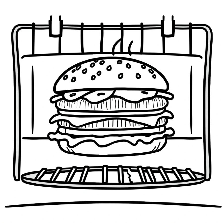Burger On Barbecue Rack Coloring Page