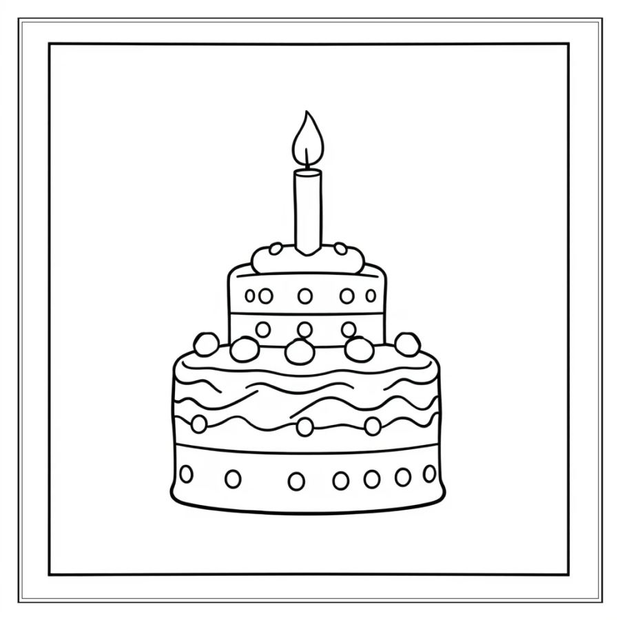 Placing Topper On Birthday Cake Coloring Page