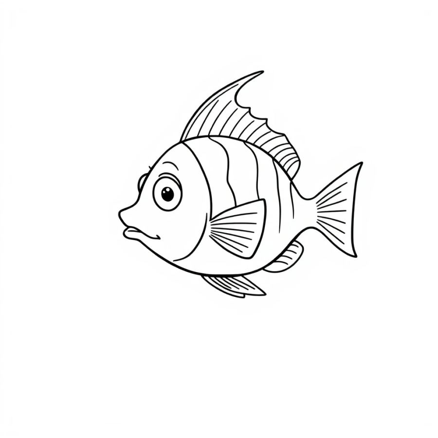 Angelfish Confused By Its Own Multiple Reflections Coloring Page