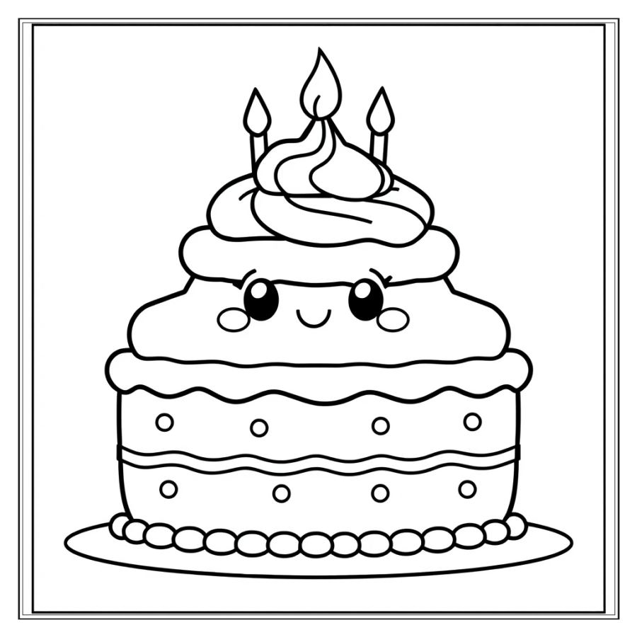 Piping Frosting On Birthday Cake Coloring Page