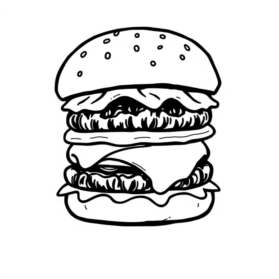 Burger By Charcoal Bag Coloring Page
