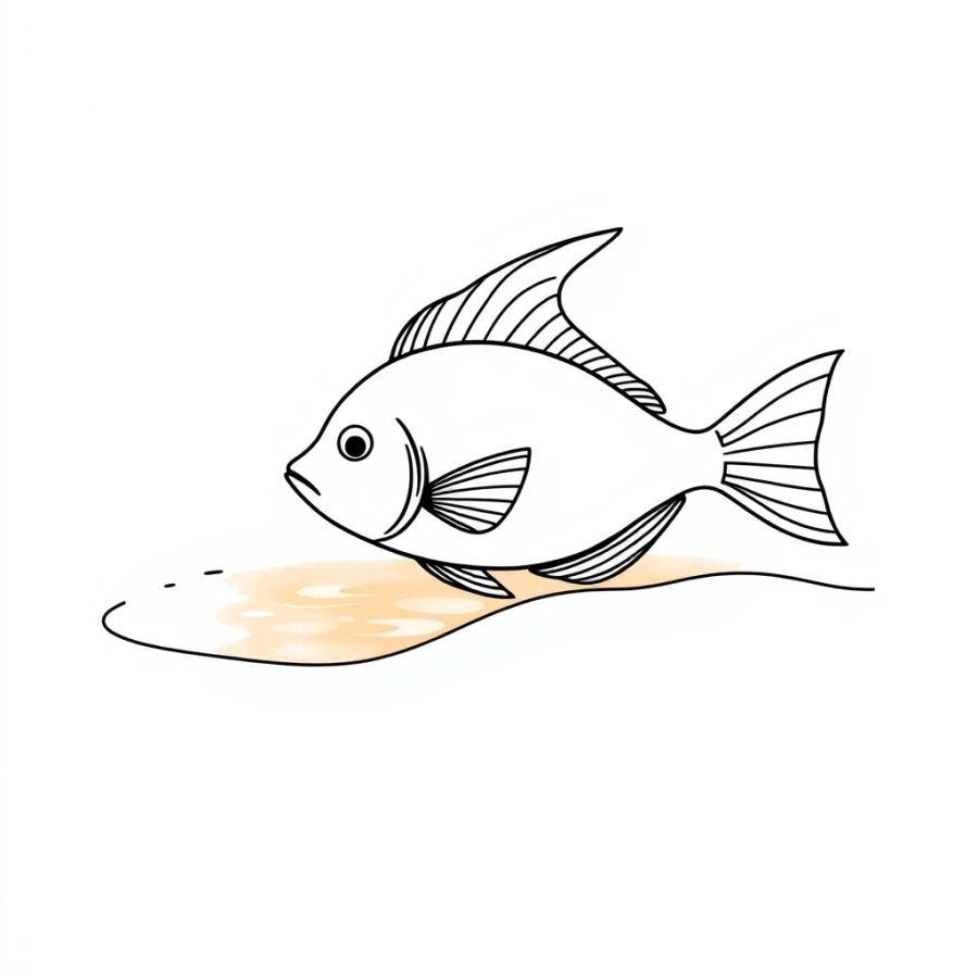 Angelfish Disappearing Into A Mirage Of Shimmering Warm Water Coloring Page