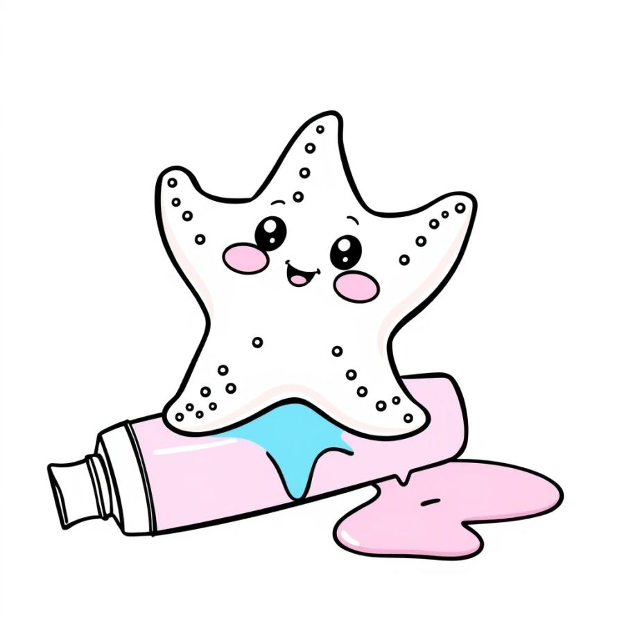 Starfish Sitting On A Tube Of Neon Paint Coloring Page
