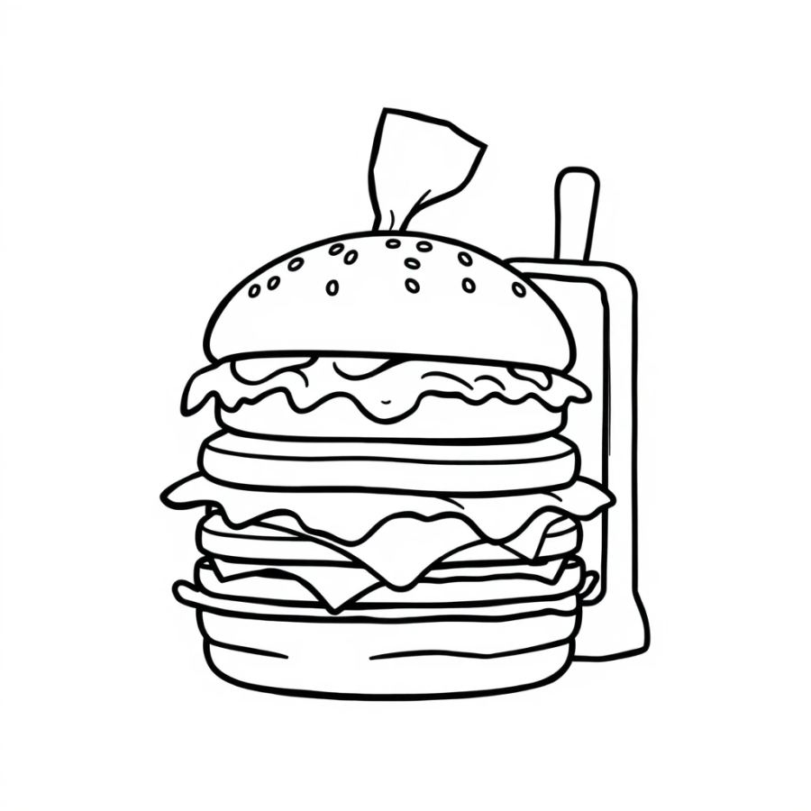 Burger By Napkin Dispenser Coloring Page