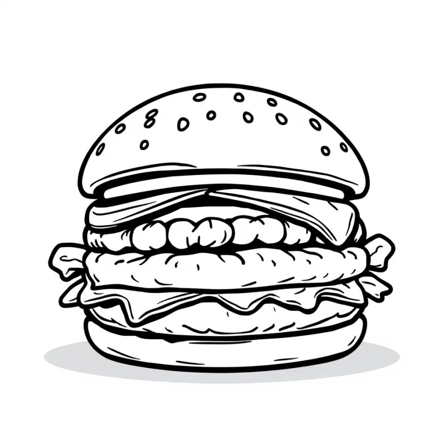 Burger On Tinfoil Sheet Coloring Page