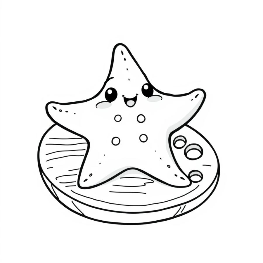 Starfish Resting On An Artist's Wooden Palette Coloring Page