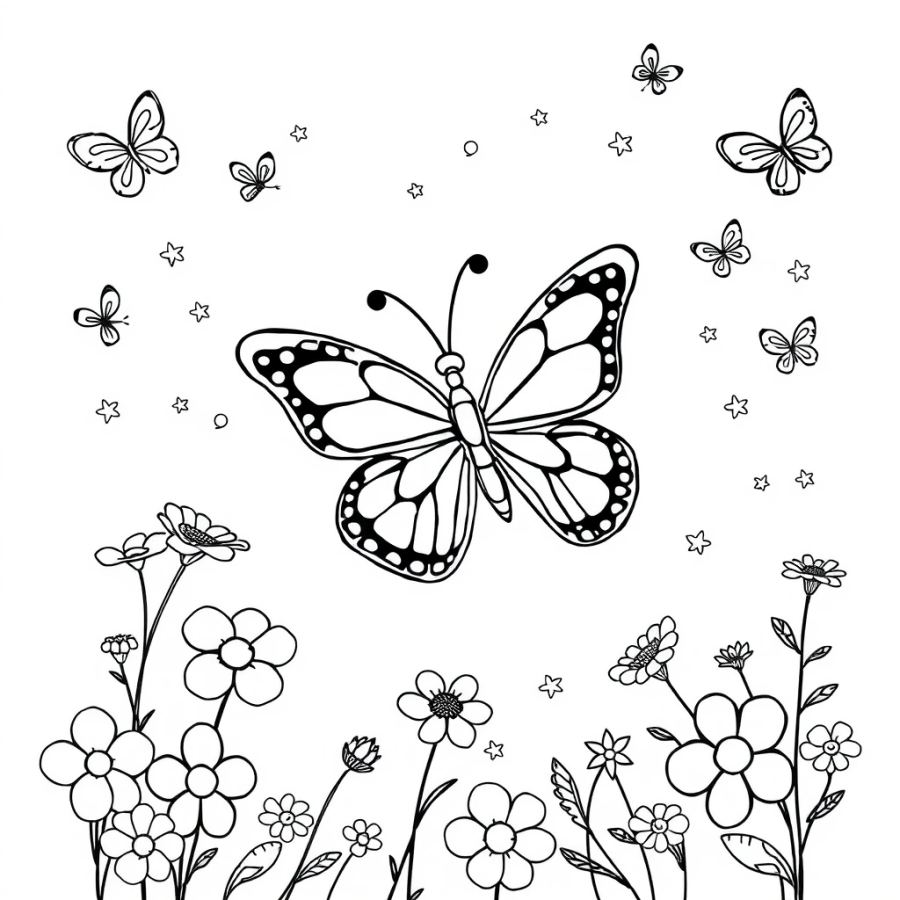 Butterfly Drifting On A Gentle Summer Breeze Coloring Page