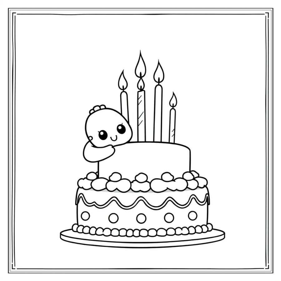 Adding Candles To Birthday Cake Coloring Page