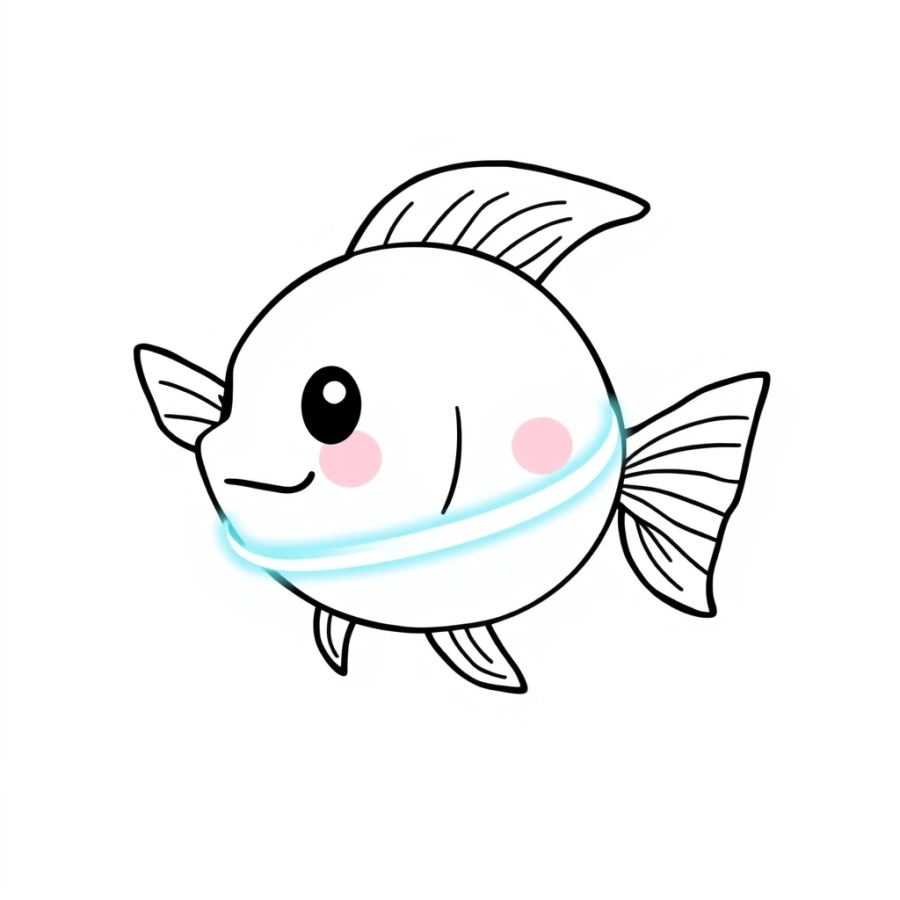 Angelfish Wearing Glowing Glow-Stick Necklaces Coloring Page