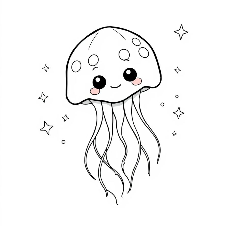 Jellyfish Leaving A Trail Of Stardust Coloring Page