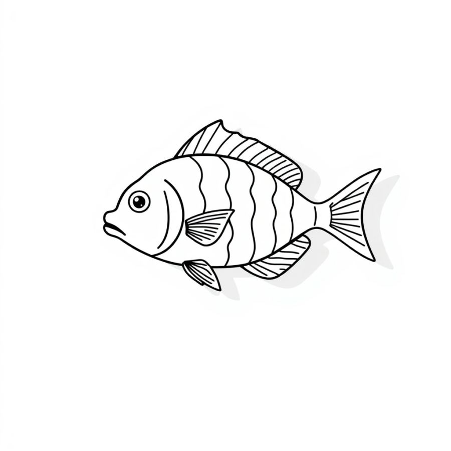 Angelfish Casting A Perfect Geometric Shadow On A White Wall Coloring Page