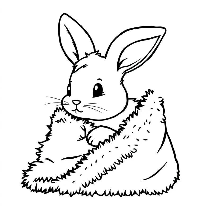 Bunny Wrapped In A Fuzzy Blanket Coloring Page
