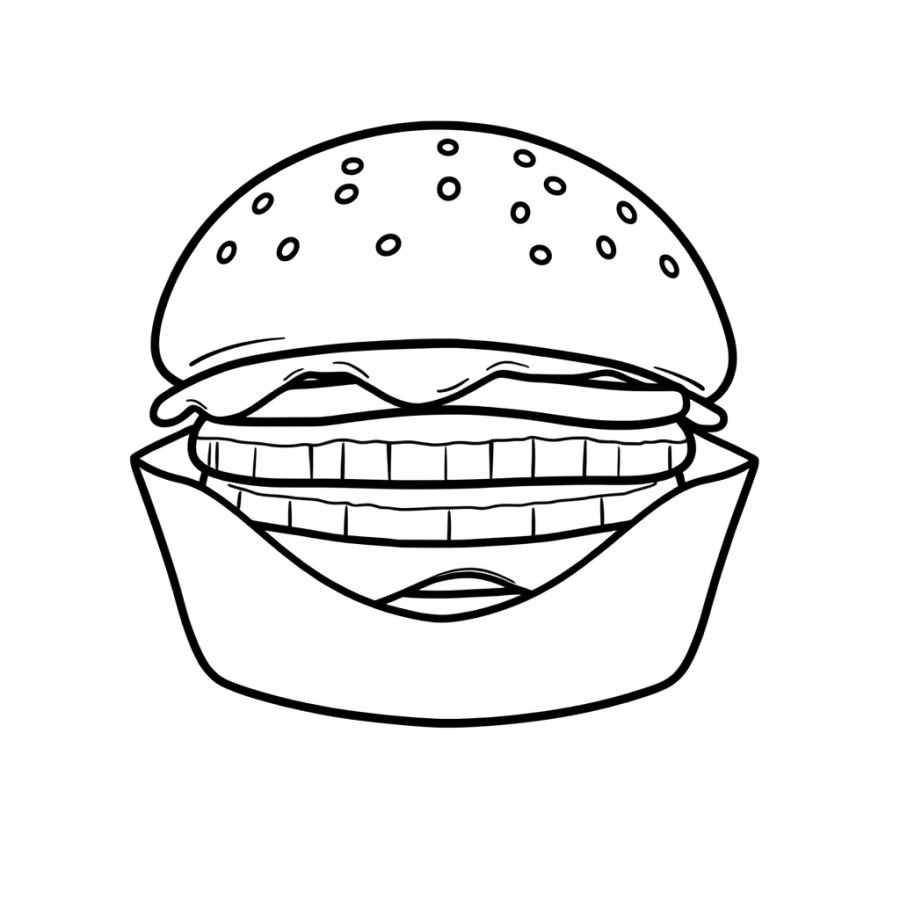 Burger In Paper Wrapper Coloring Page