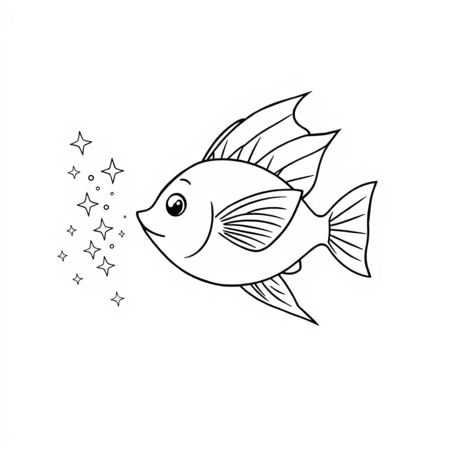 Angelfish Leaving A Trail Of Sparkling Stardust Coloring Page