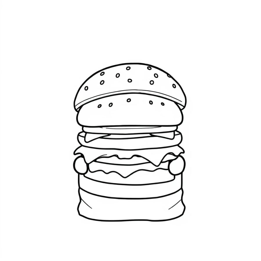 Burger Held By Parchment Paper Coloring Page