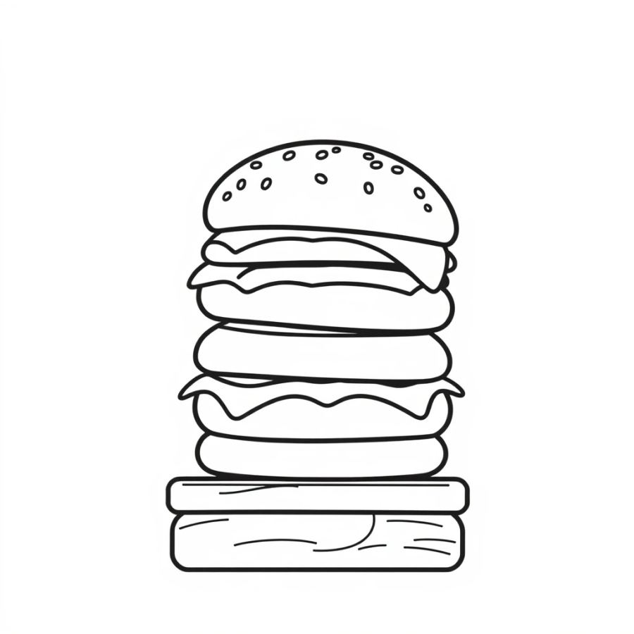 Burger Stack On Display Coloring Page