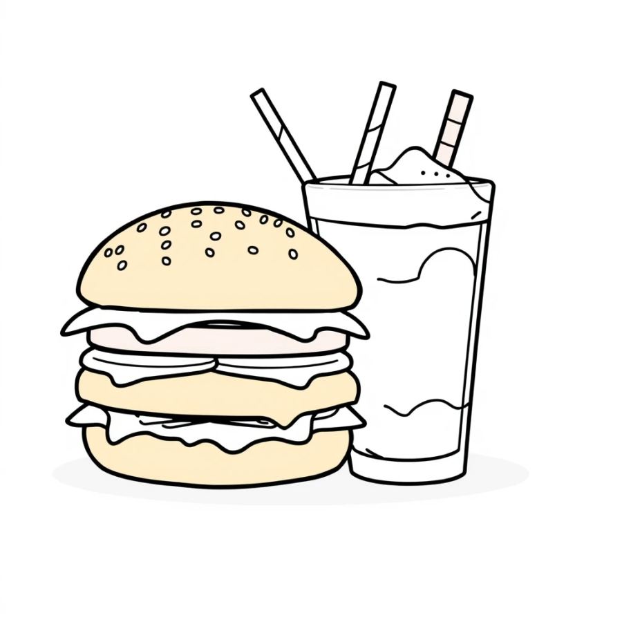 Burger Beside Milkshake Coloring Page