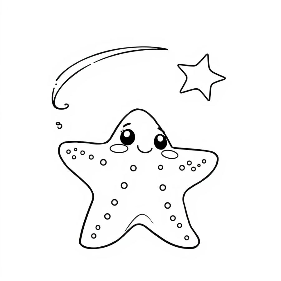 Starfish Wishing Upon A Real Shooting Star Coloring Page