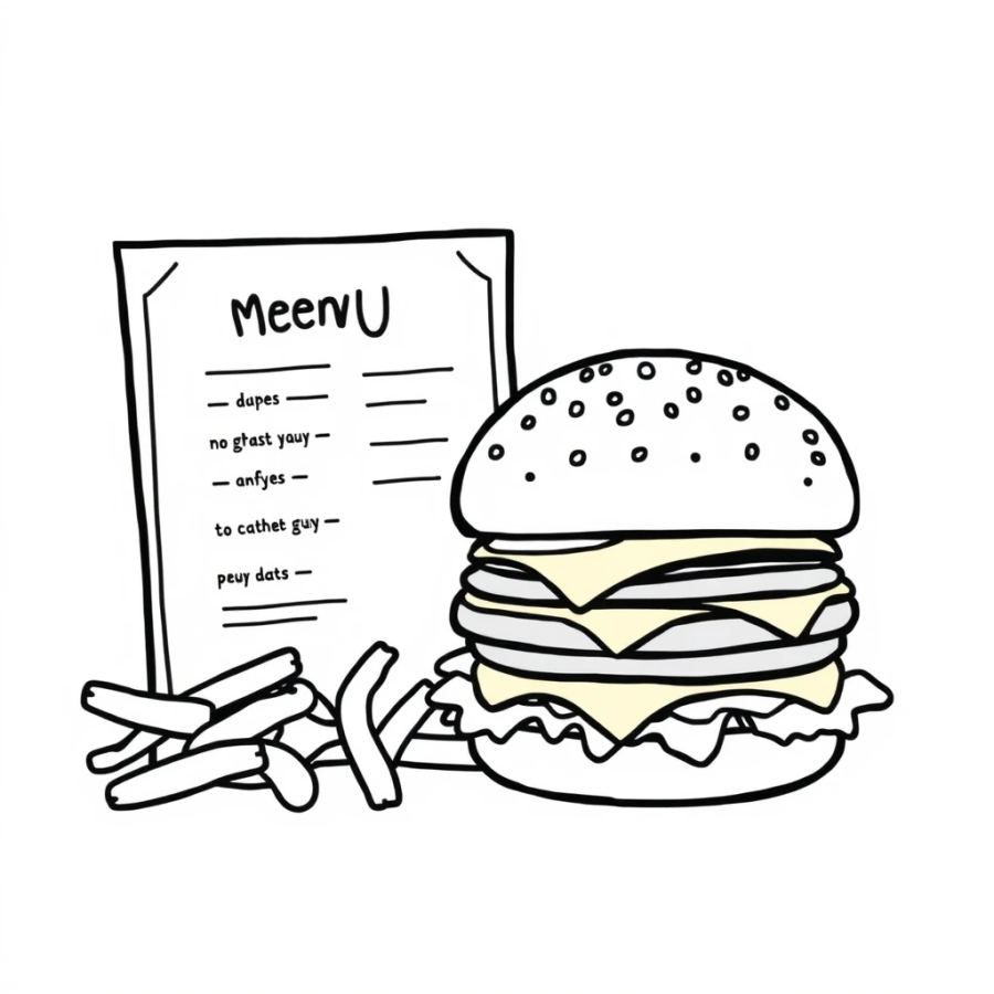 Burger Next To Menu Card Coloring Page
