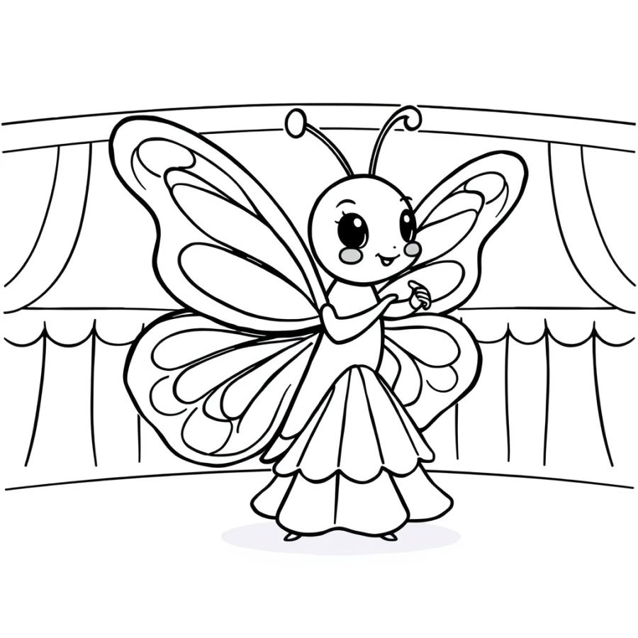 Butterfly Attending A Grand Ballroom Waltz Coloring Page