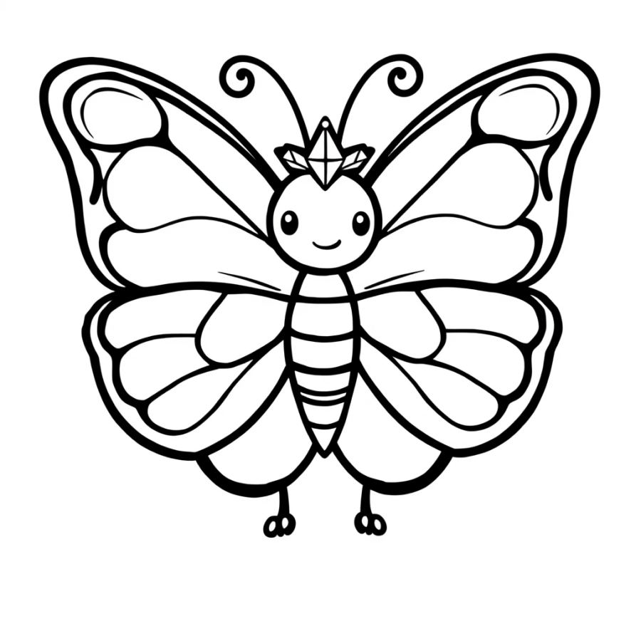 Butterfly Wearing A Tiny Diamond Tiara Coloring Page