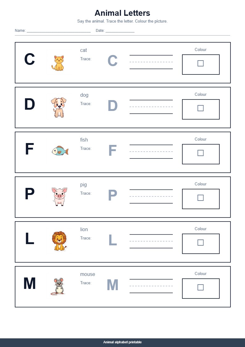 Animal Letters Worksheet