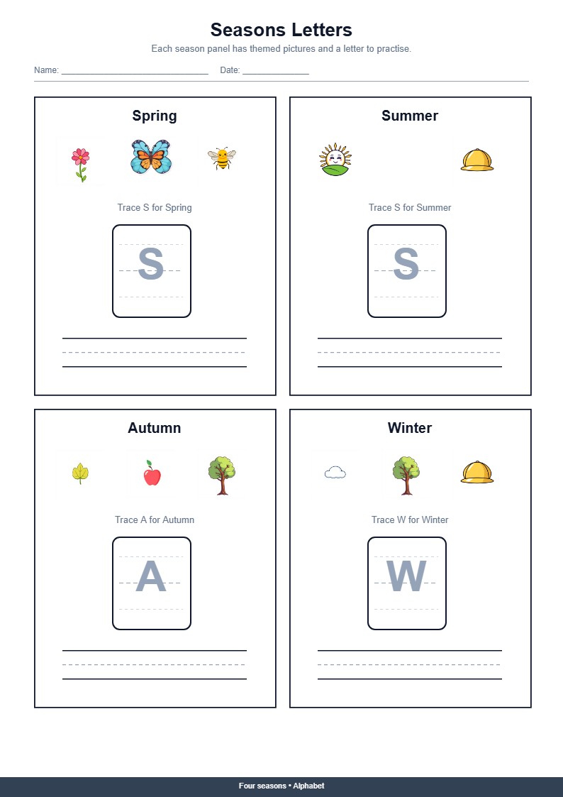 Seasons Letters Worksheet